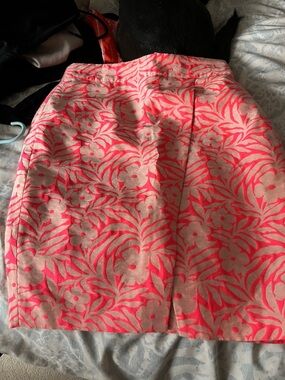 J. Crew Pink Floral Jacquard Pencil Skirt on Cream